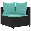 Afuera Living 4 Piece Poly Rattan Small Patio Sofa Set in Black/Blue