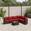 Afuera Living Contemporary 7 Piece Poly Rattan Patio Sofa Set in Brown