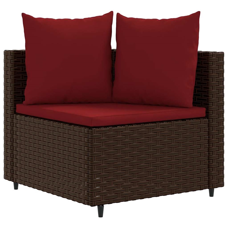 Afuera Living Contemporary 7 Piece Poly Rattan Patio Sofa Set in Brown