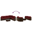 Afuera Living Contemporary 7 Piece Poly Rattan Patio Sofa Set in Brown