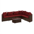 Afuera Living Contemporary 7 Piece Poly Rattan Patio Sofa Set in Brown