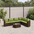 Afuera Living Contemporary 7 Piece Poly Rattan Patio Sofa Set in Brown