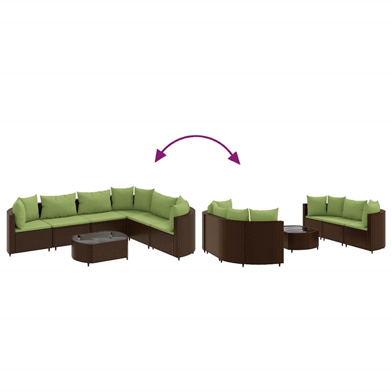 Afuera Living Contemporary 7 Piece Poly Rattan Patio Sofa Set in Brown