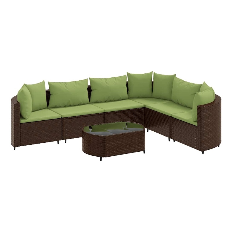 Afuera Living Contemporary 7 Piece Poly Rattan Patio Sofa Set in Brown