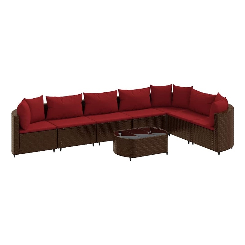 Afuera Living 8 Piece Poly Rattan Patio Sofa Set in Red/Brown