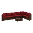 Afuera Living 8 Piece Poly Rattan Patio Sofa Set in Red/Brown