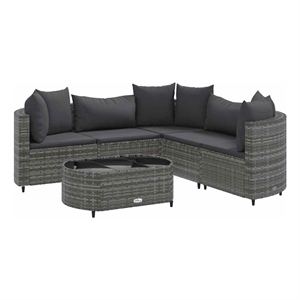 Afuera Living 6 Piece Steel Patio Sofa Set in Gray/Anthracite