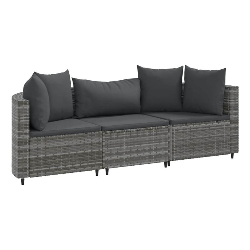Afuera Living 3 Piece Poly Rattan Patio Sofa Set in Gray/Anthracite