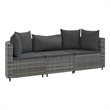 Afuera Living 3 Piece Poly Rattan Patio Sofa Set in Gray/Anthracite