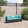 Afuera Living Contemporary Poly Rattan Patio Sofa Set in Black/Blue