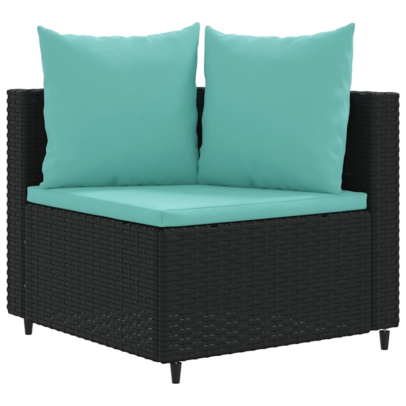 Afuera Living Contemporary Poly Rattan Patio Sofa Set in Black/Blue