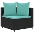 Afuera Living Contemporary Poly Rattan Patio Sofa Set in Black/Blue
