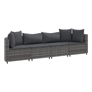 Afuera Living 4 Piece Poly Rattan Patio Sofa Set in Gray/Anthracite