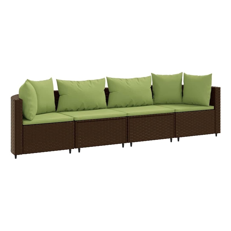 Afuera Living 4 Piece Poly Rattan Patio Sofa Set in Green/Brown