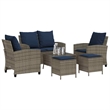 Afuera Living Contemporary 6 Piece Poly Rattan Sofa Set in Gray