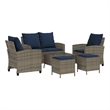 Afuera Living Contemporary 6 Piece Poly Rattan Sofa Set in Gray
