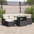Afuera Living Contemporary 7 Piece Poly Rattan Sofa Set in Black/Cream