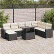 Afuera Living Contemporary 9 Piece Poly Rattan Sofa Set in Black/Cream