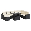 Afuera Living Contemporary 9 Piece Poly Rattan Sofa Set in Black/Cream