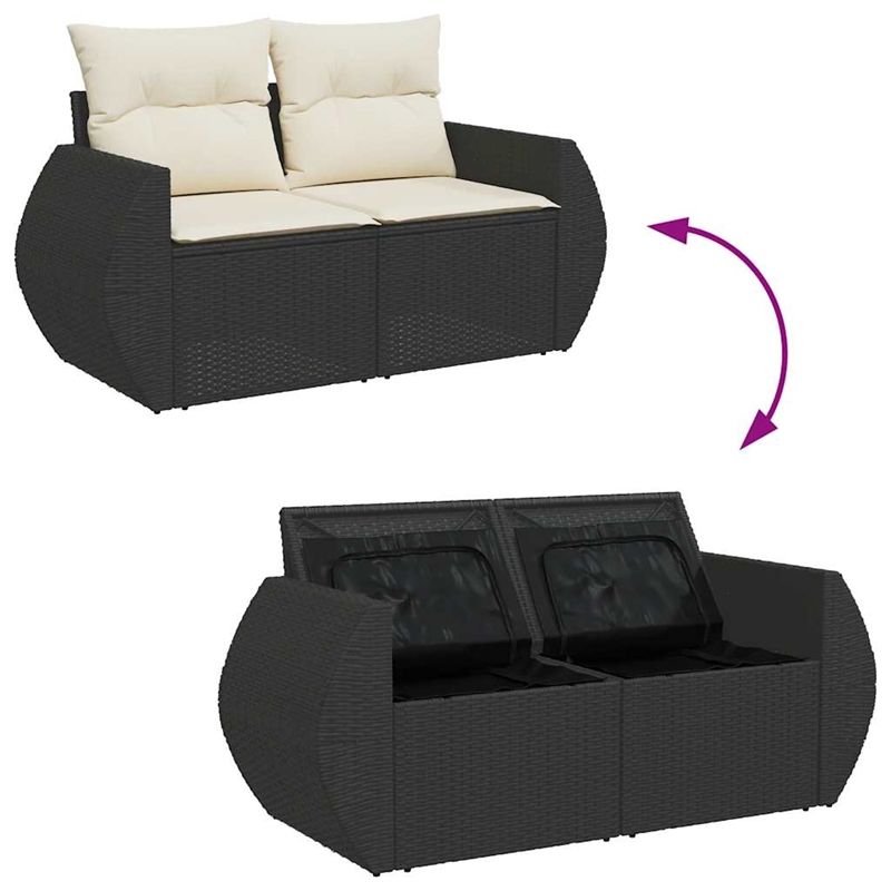 Afuera Living Contemporary 5 Piece Poly Rattan Sofa Set in Black