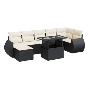 Afuera Living Contemporary 8 Piece Poly Rattan Sofa Set in Black