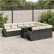 Afuera Living Contemporary 11 Piece Poly Rattan Sofa Set in Black
