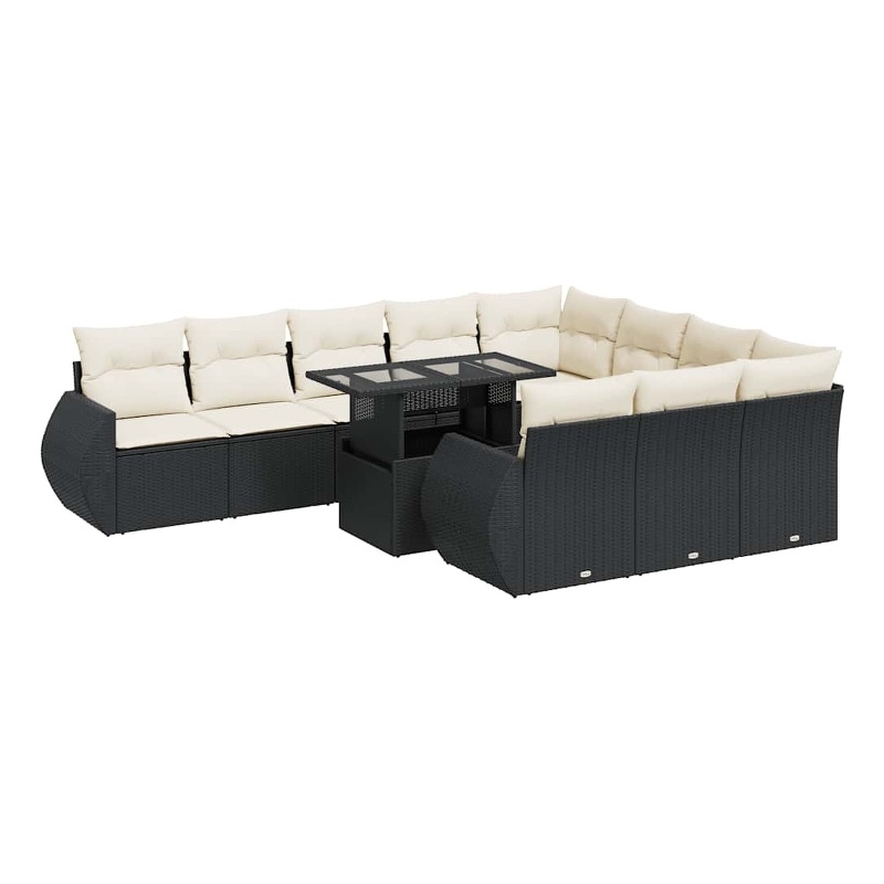 Afuera Living Contemporary 11 Piece Poly Rattan Sofa Set in Black
