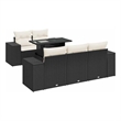 Afuera Living Contemporary 6 Piece Poly Rattan Sofa Set in Black/Cream