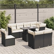 Afuera Living Contemporary 9 Piece Poly Rattan Sofa Set in Black