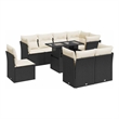 Afuera Living Contemporary 9 Piece Poly Rattan Sofa Set in Black