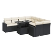Afuera Living Contemporary 9 Piece Poly Rattan Sofa Set in Black/Cream