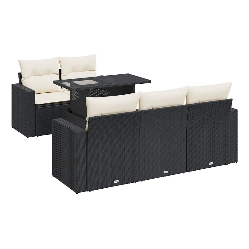 Afuera Living Contemporary 6 Piece Poly Rattan Sofa Set in Black