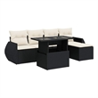 Afuera Living Contemporary Synthetic Poly Rattan 6 Piece Sofa Set in Black/Cream
