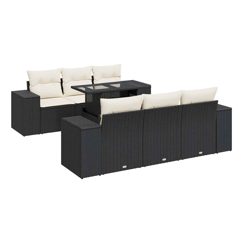 Afuera Living Contemporary 7 Piece Poly Rattan Sofa Set in Black
