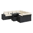 Afuera Living Contemporary 9 Piece Poly Rattan Sofa Set in Black/Cream