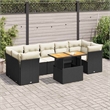 Afuera Living Contemporary Synthetic Poly Rattan 8 Piece Sofa Set in Black/Cream