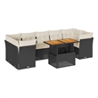 Afuera Living Contemporary Synthetic Poly Rattan 8 Piece Sofa Set in Black/Cream