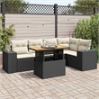 Afuera Living Contemporary 6 Piece Poly Rattan Sofa Set in Black/Cream