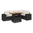 Afuera Living Contemporary 6 Piece Poly Rattan Sofa Set in Black/Cream