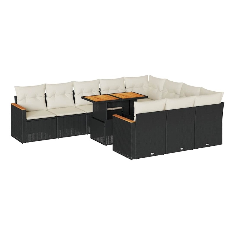 Afuera Living 11 Piece Poly Rattan Large Sofa Set in Black/Cream