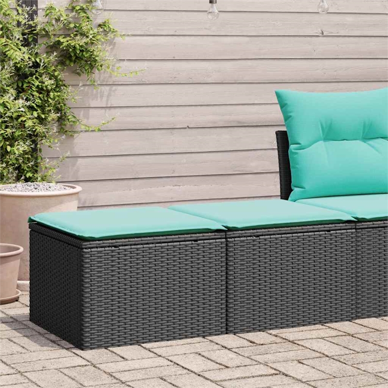 Afuera Living 2 Piece Poly Rattan Small Sofa Set in Black/Blue