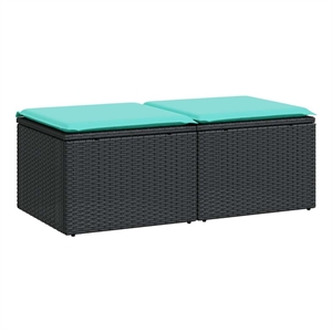 Afuera Living 2 Piece Poly Rattan Small Sofa Set in Black/Blue