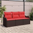Afuera Living Contemporary Poly Rattan Sofa Set with Cushions in Brown