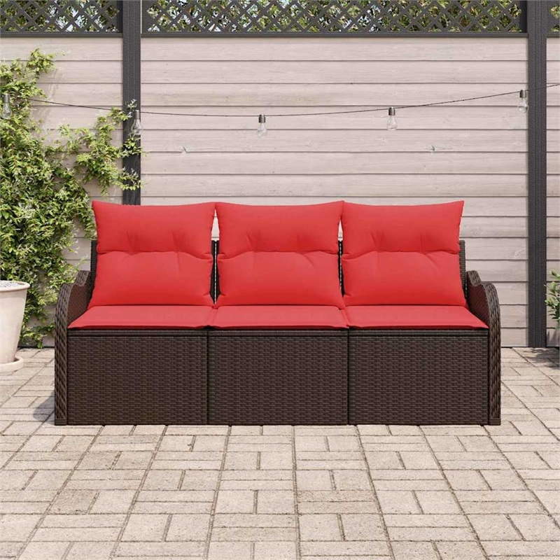 Afuera Living Contemporary Poly Rattan Sofa Set with Cushions in Brown