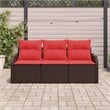 Afuera Living Contemporary Poly Rattan Sofa Set with Cushions in Brown