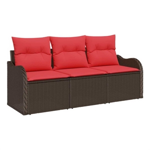 Afuera Living Contemporary Poly Rattan Sofa Set with Cushions in Brown