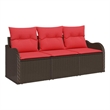 Afuera Living Contemporary Poly Rattan Sofa Set with Cushions in Brown