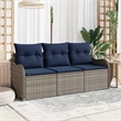 Afuera Living Contemporary Poly Rattan Sofa Set with Cushions in Gray