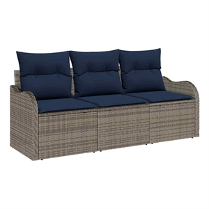 Afuera Living Contemporary Poly Rattan Sofa Set with Cushions in Gray