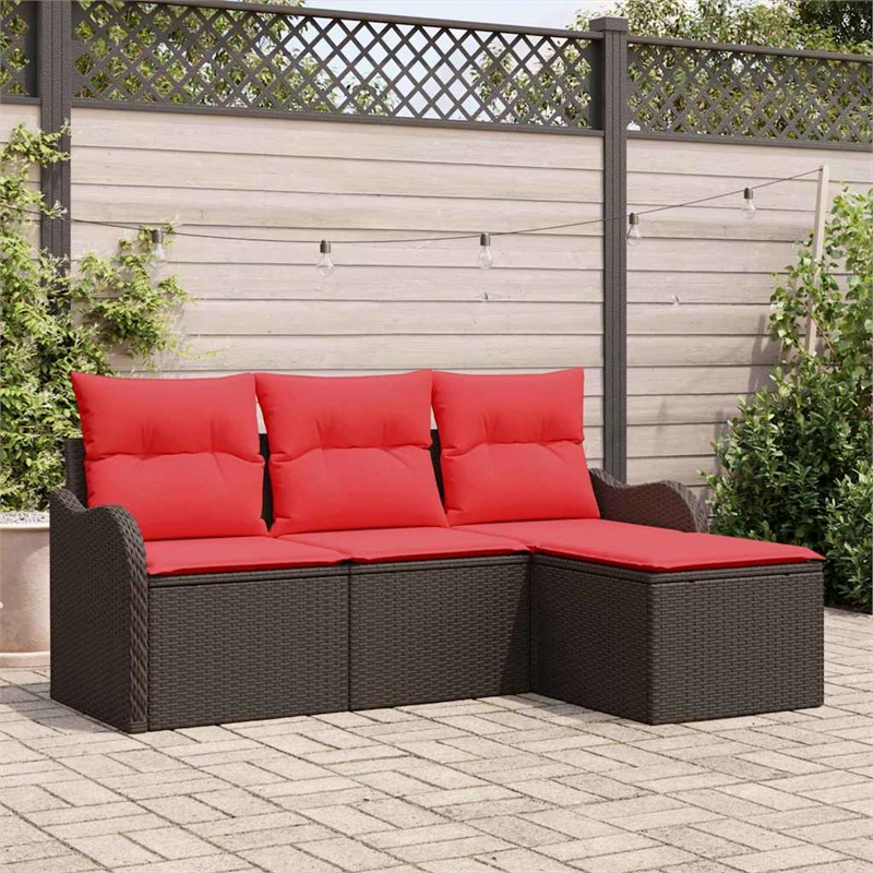 Afuera Living Contemporary Durable Poly Rattan Sofa Set in Brown